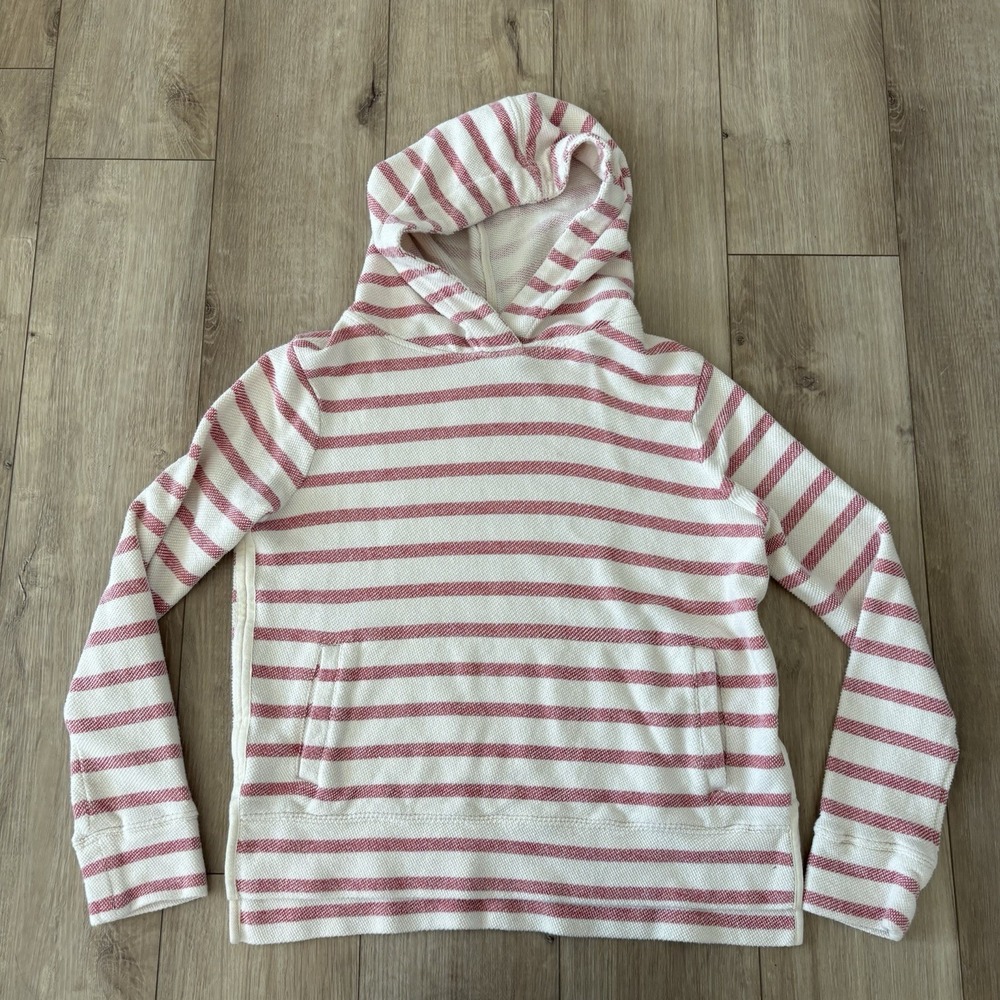 Womens Natural Reflections Hoodie Sweatshirt Red White Striped V Neck Size Small